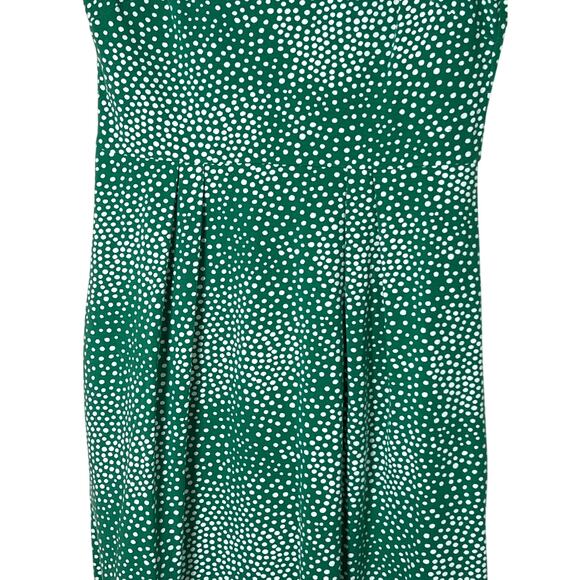 Boden Emmeline A-Line Jersey Dress Size 4R Green with White Polka Dot Print - Picture 3 of 7